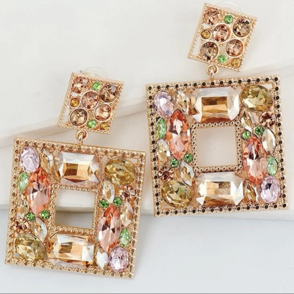 Tan Jewel Earrings